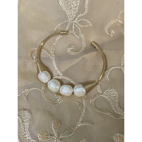 The Unbranded Brand Jewelry - Women Freshwater Pearls Bracelet Cuff Bracelet Bangle Gold Plated Jewelry